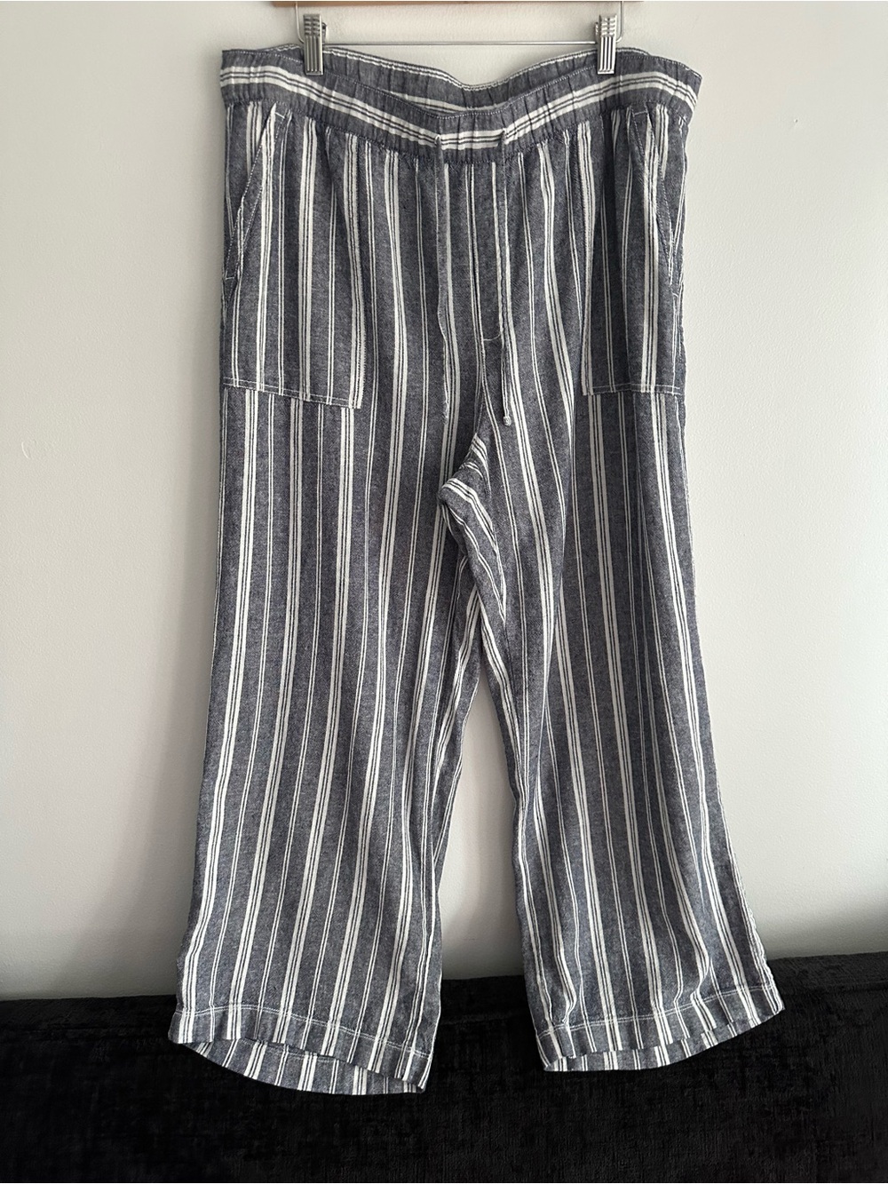 GAP Striped Wide-Leg Pull On Navy Stripes Pants - Size XL